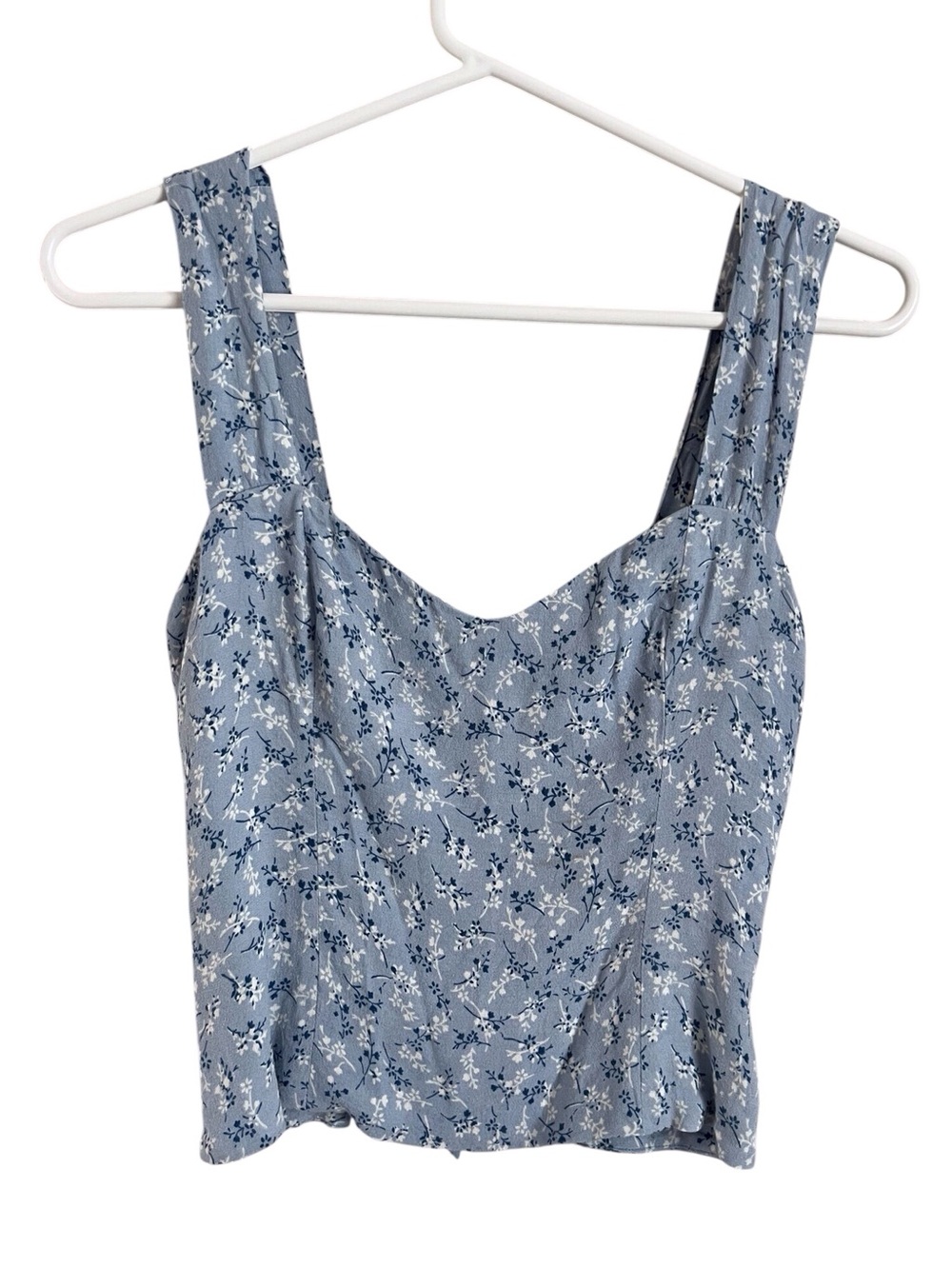 Reformation Blue Floral Crop Tank Top Cottagecore Boho Prairie Ditsy FLAW Size 6